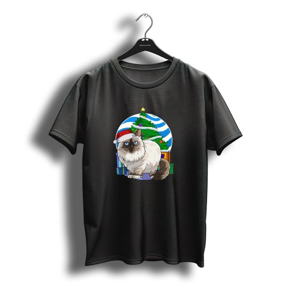 Birman Cat Santa With Christmas Tree And Presents T Shirt t shirt 1