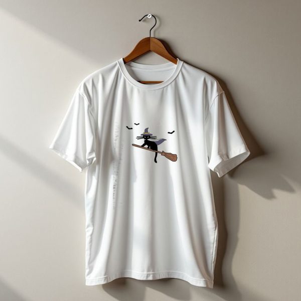 Black Cat Halloween Hocus Pocus Magic Broomstick Bat Lover T Shirt t shirt 1