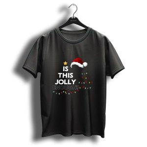 Black Cat Santa Hat Christmas Lights Is This Jolly Enough T Shirt