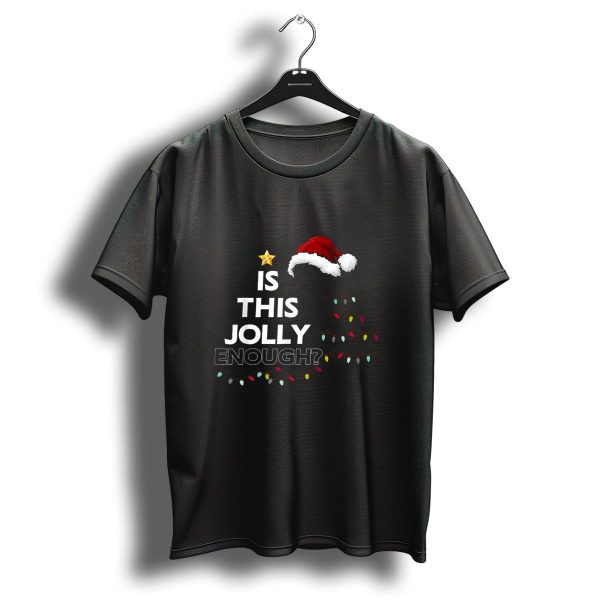 Black Cat Santa Hat Christmas Lights Is This Jolly Enough T Shirt 1 t shirt 1
