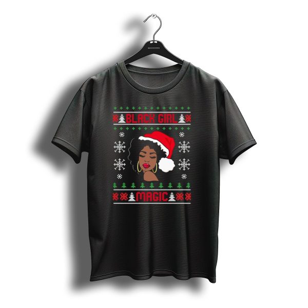 Black Girl Magic Afro Santa Claus Ugly Christmas Melanin T Shirt t shirt 1