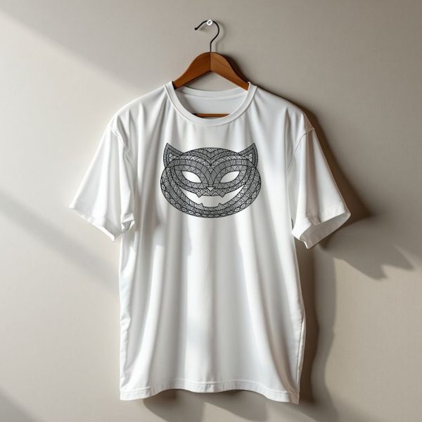 Black Halloween Cat Mask Geometric T Shirt t shirt 1