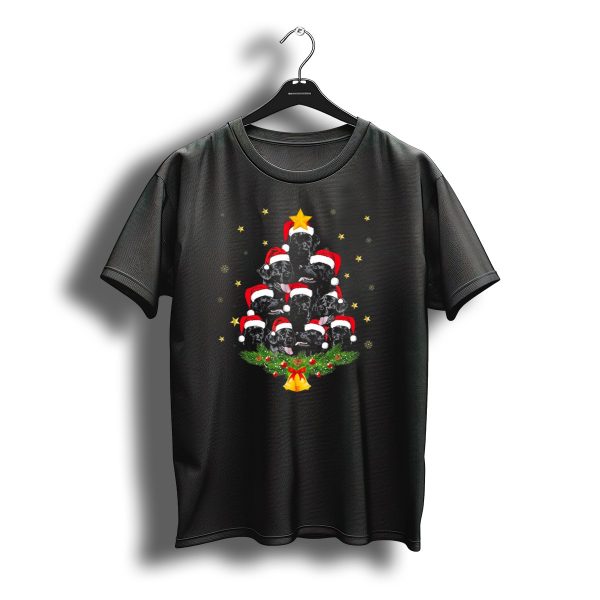 Black Labrador Santa Hats Christmas Tree With Star And Bells T Shirt t shirt 1