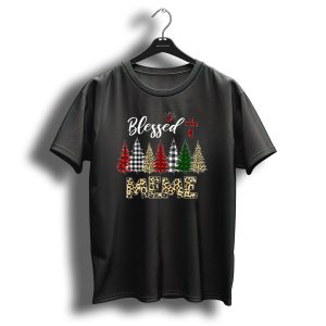Blessed Leopard Print Christmas Trees Meme T-Shirt