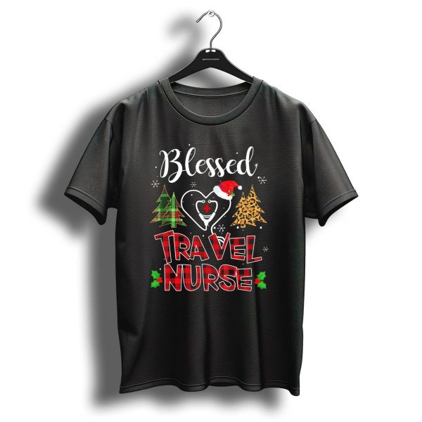 Blessed Travel Nurse Buffalo Plaid Christmas Holiday T Shirt 1 t shirt 1