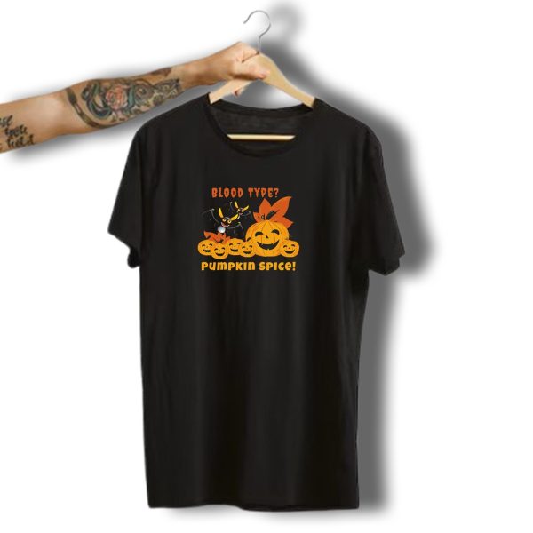 Blood Type Pumpkin Spice Halloween Bats And Jack O Lanterns T Shirt t shirt 1