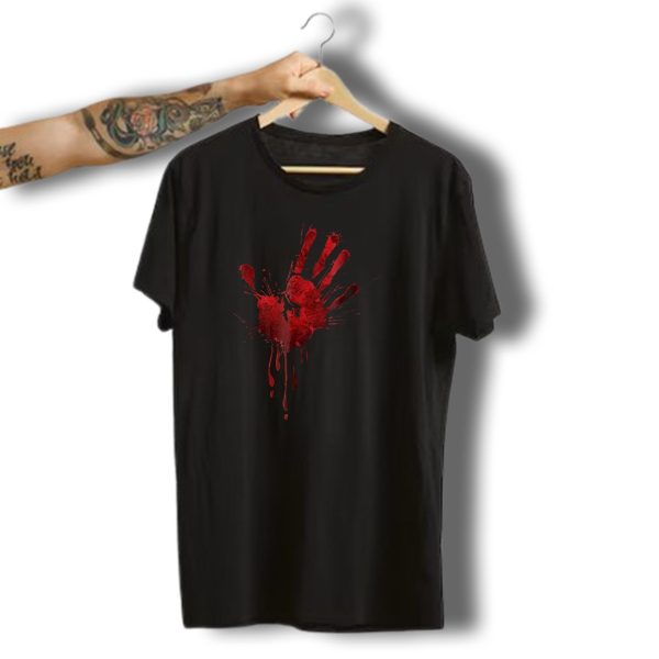 Bloody Hand Print Halloween Zombie Horror Scary Handprint T Shirt t shirt 1