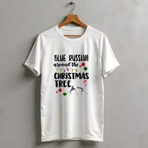 Blue Russian Around The Christmas Tree Lights And Ornaments T Shirt