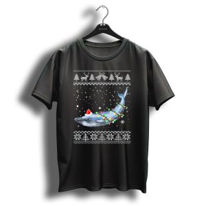 Blue Whale Christmas Lights T Shirt