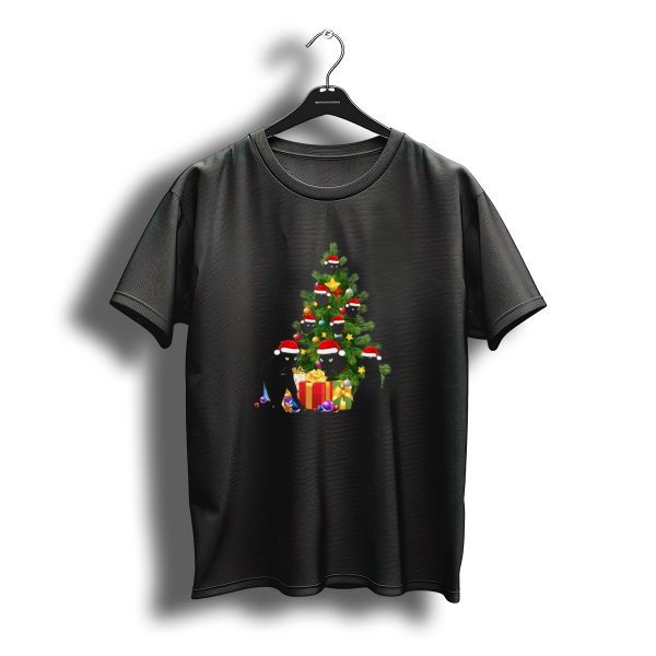 Bombay Cat Christmas Tree Festive Holiday Cats With Santa Hats And Gifts T Shirt t shirt 1