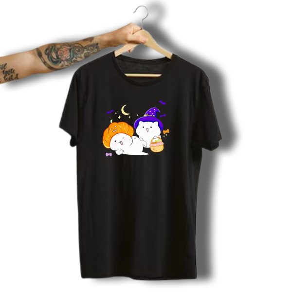 Bongo Cat Meme Halloween Pumpkin Witch Hat Moon Stars Bats T Shirt t shirt 1 1