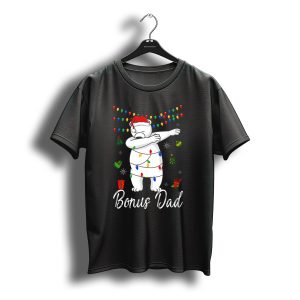 Bonus Dad Bear Christmas Lights Santa Hat Dabbing T-Shirt