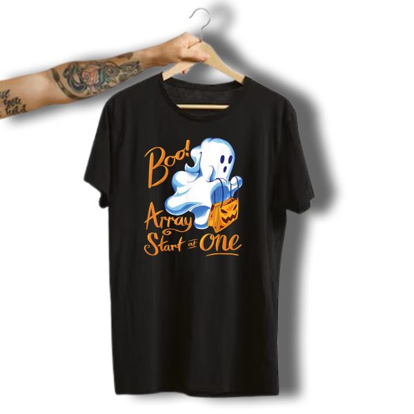 Boo Array Start At One Halloween Programmer Ghost With Pumpkin Bag T Shirt t shirt 1