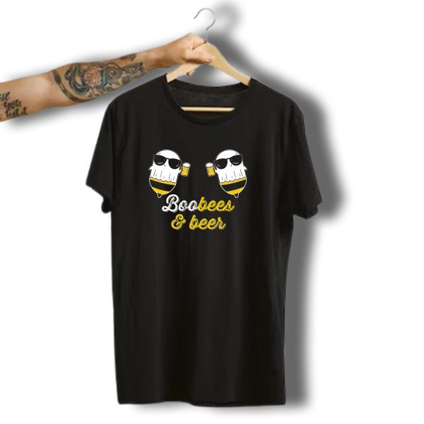 Boo Bees And Beer Halloween Costume Cute Ghost Drinking Bee T Shirt t shirt 1