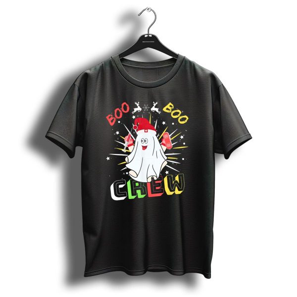 Boo Boo Crew Christmas Nurse Ghost With Bandages And Reindeer T Shirt 1 t shirt 1