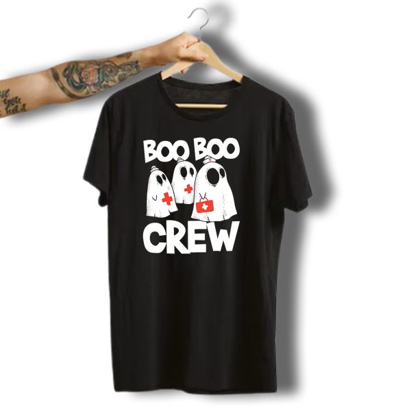 Boo Boo Crew Ghost Nurse Halloween With Medical Cross T Shirt t shirt 1