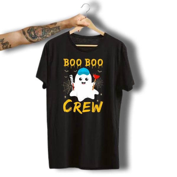 Boo Boo Crew Ghost Plumber Halloween Tri Bat Spiderweb Wrench Plunger T Shirt t shirt 1