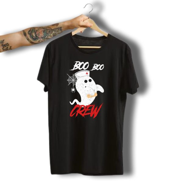 Boo Boo Crew Halloween Nurse Ghost With Spider Web T Shirt t shirt 1