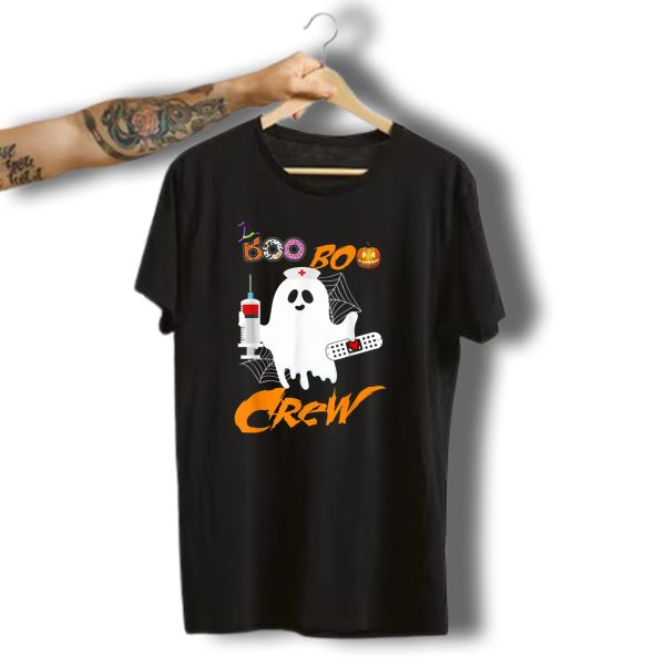 Boo Boo Crew Nurse Ghost Funny Halloween Costume With Syringe And Spider Webs T Shirt t shirt 1 1