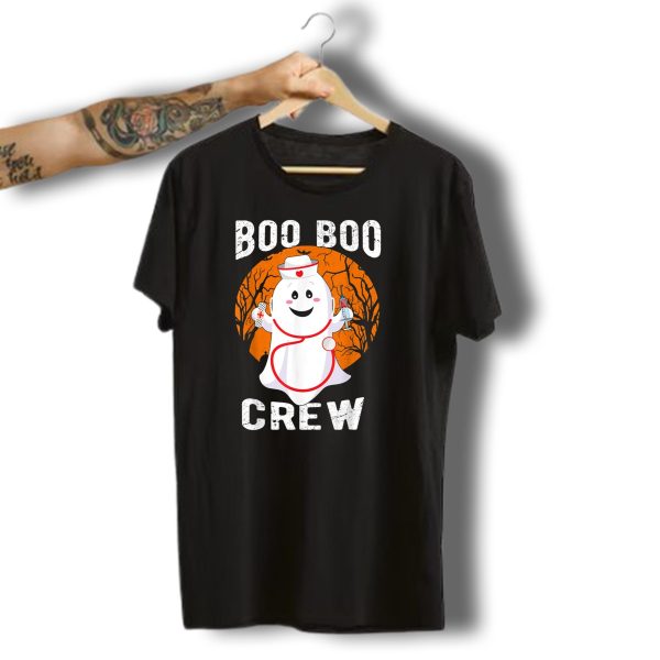 Boo Boo Crew Nurse Ghost Halloween Outfit With Bandage And Syringe T Shirt t shirt 1