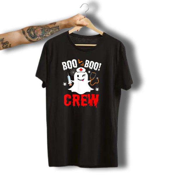 Boo Boo Crew Nurse Ghost Halloween Spiders Bats Stethoscope T Shirt t shirt 1