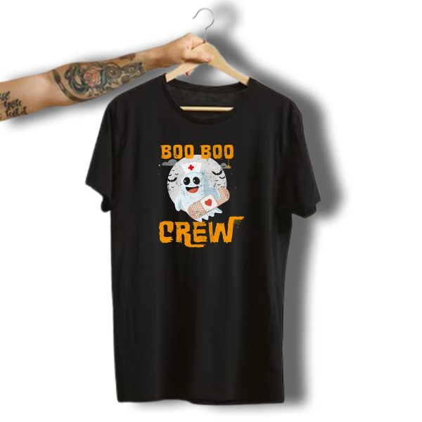 Boo Boo Crew Nurse Ghost With Bandage And Bats Moon Halloween T Shirt t shirt 1