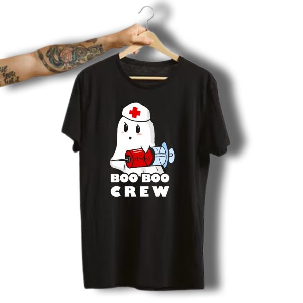 Boo Boo Crew Nurse Ghost With Syringe Cute Halloween T Shirt t shirt 1