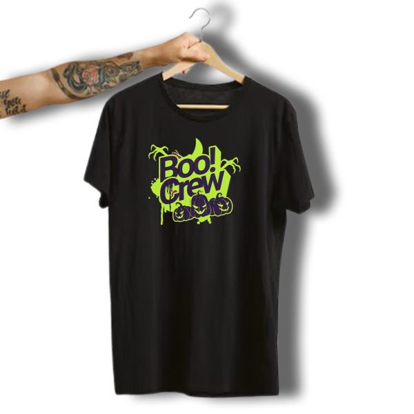 Boo Crew Halloween Pumpkins With Spooky Moon And Trees T Shirt t shirt 1