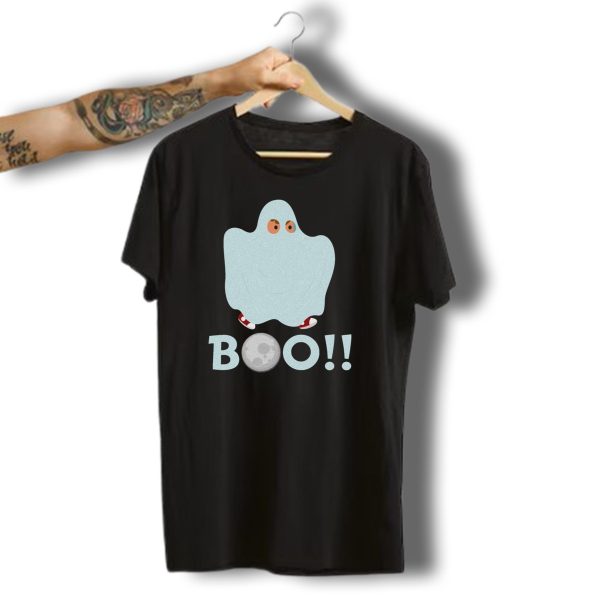 Boo Cute Ghost With Shoes Perfect For Halloween Season Moon T Shirt t shirt 1