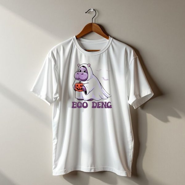 Boo Deng Ghost Hippo With Pumpkin And Bats Halloween T Shirt t shirt 1