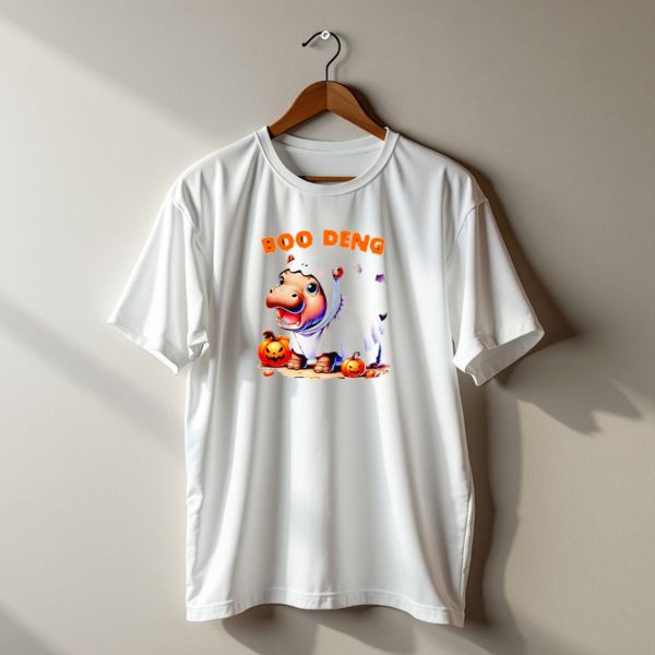 Boo Deng Halloween Baby Pygmy Hippo Ghost Costume With Pumpkins T Shirt t shirt 1