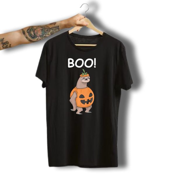 Boo Funny Halloween Sloth Lazy Jack Pumpkin T Shirt t shirt 1 1