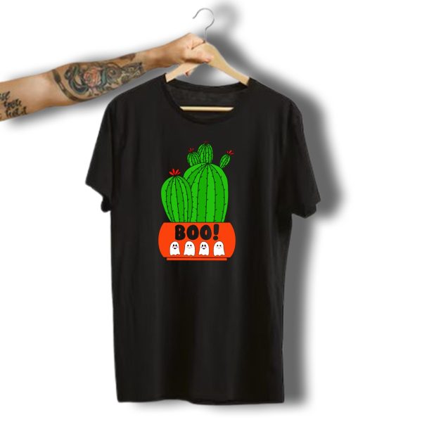 Boo Ghosts Cactus Halloween Pots T Shirt t shirt 1