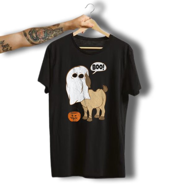 Boo Goat Ghost Costume With Pumpkin For Funny Halloween T Shirt t shirt 1 1