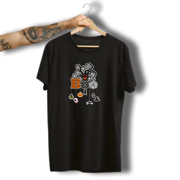Boo Halloween Creepy Tree Spider Pumpkin Frog With Bats And Skulls T Shirt t shirt 1