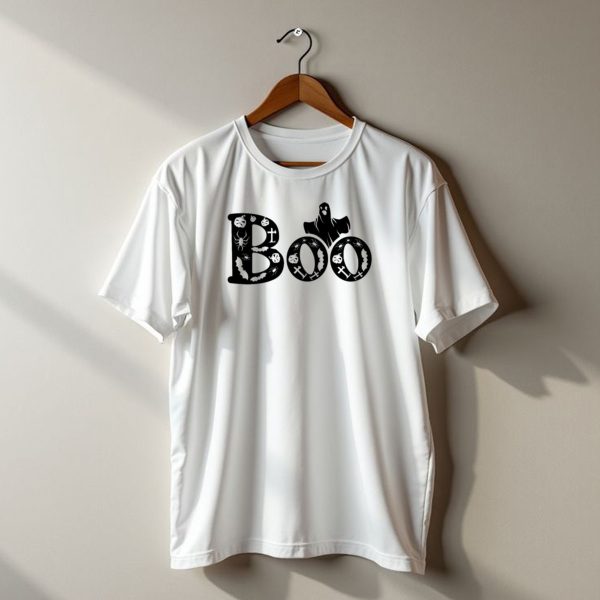Boo Halloween Ghost Spider Pumpkin Bat Crosses T Shirt t shirt 1