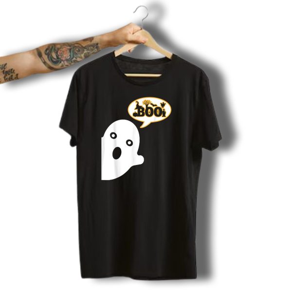 Boo Halloween Ghost Witch Hat Spiders Pumpkins Bats T Shirt t shirt 1