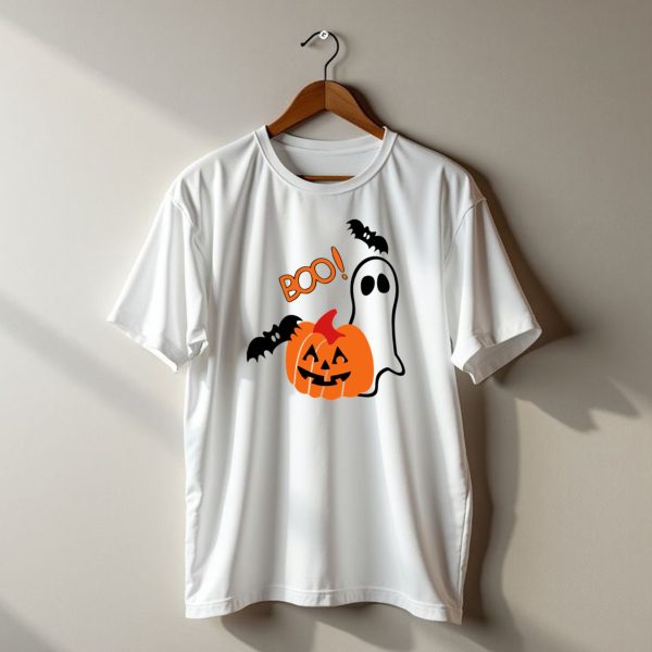 Boo Halloween Pumpkin Ghost And Bats T Shirt t shirt 1