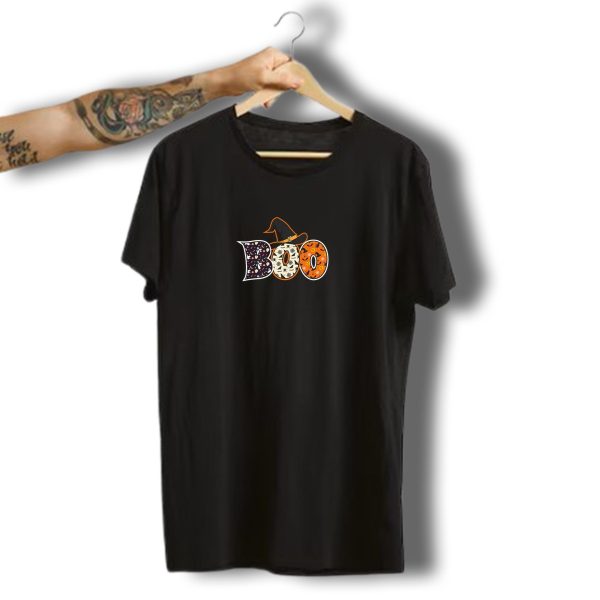 Boo Halloween Witch Hat Bat Horror Scary Hallowen Premium T Shirt t shirt 1