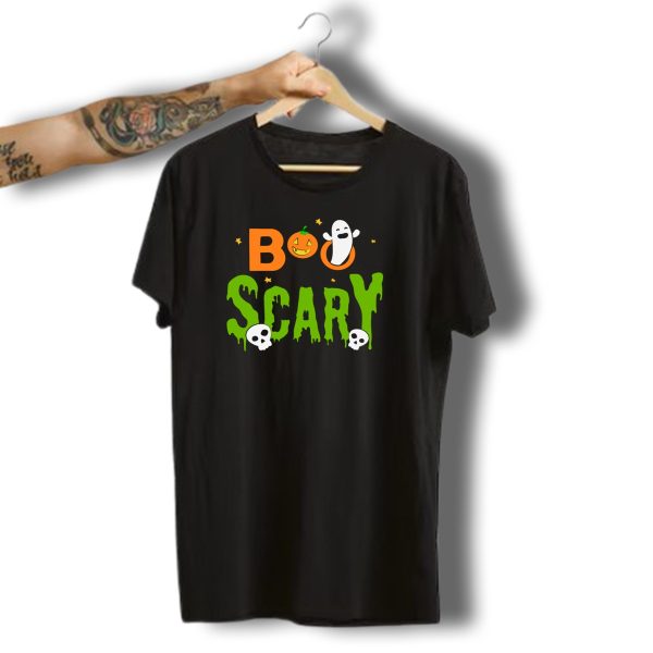 Boo IM Scary Pumpkin Ghost With Skulls And Bats For Halloween T Shirt t shirt 1