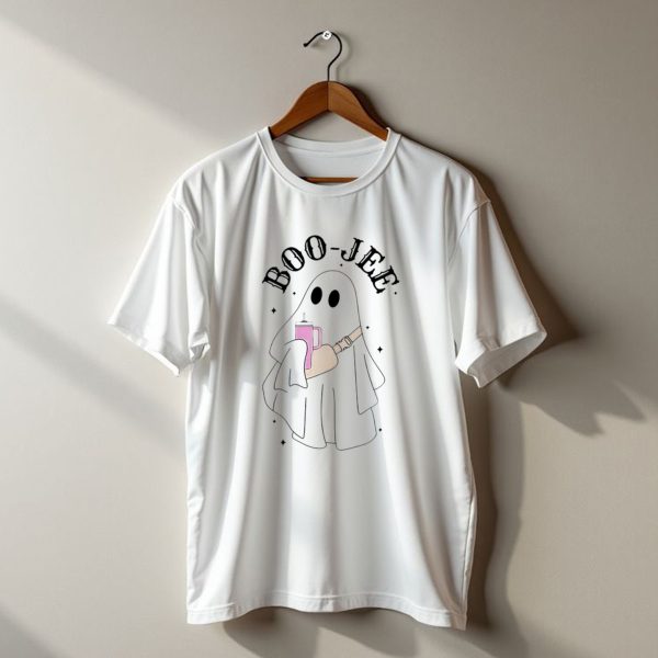 Boo Jee Halloween Ghost With Drink And Hat T Shirt t shirt 1