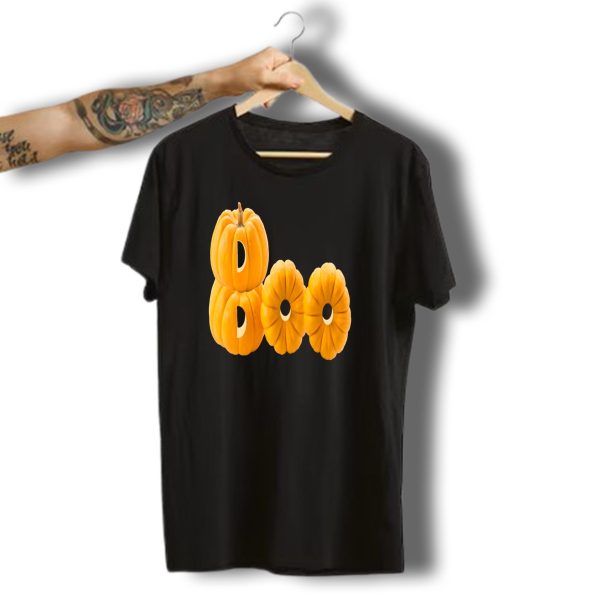 Boo Pumpkins Stacked With Ghostly Letters Halloween Fun T Shirt t shirt 1