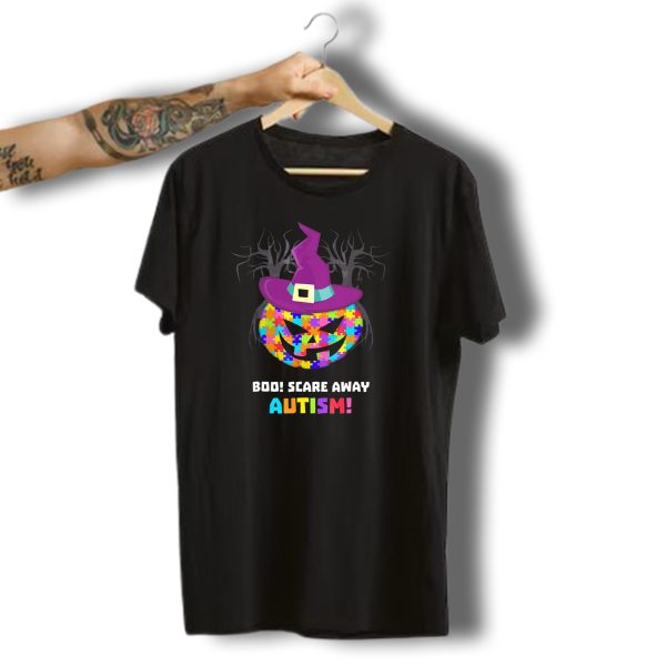 Boo Scare Away Autism Pumpkin Hat Halloween T Shirt t shirt 1