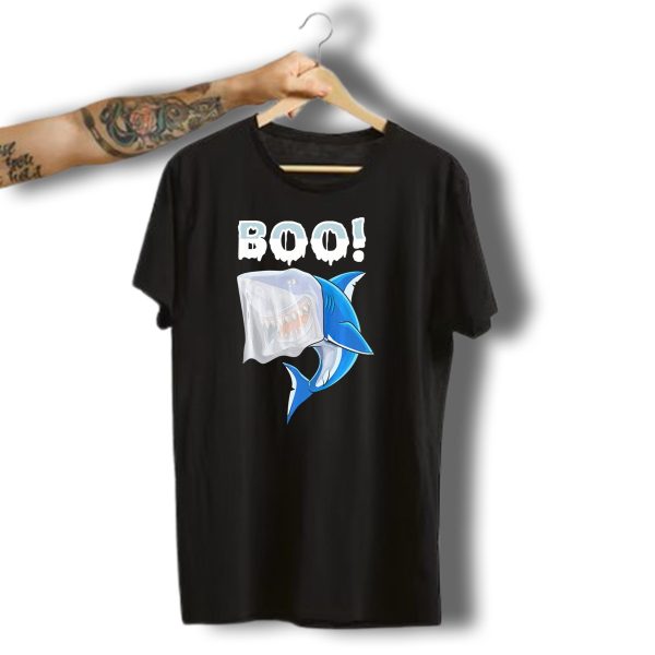 Boo Shark Ghost Halloween Trick Boo T Shirt t shirt 1