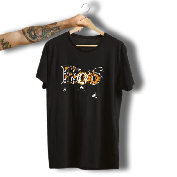 Boo Spiders Halloween Witch Hat Pumpkin Skulls T Shirt t shirt 1