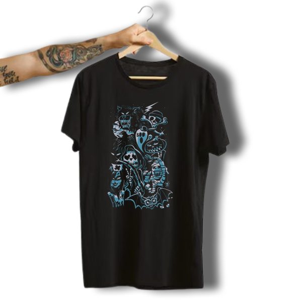 Boo Spooky Halloween Skull Ghost Pumpkin Mummy Vampire Bat Wolf T Shirt t shirt 1