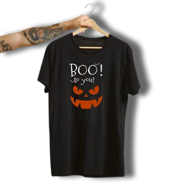 Boo To You Pumpkin Face Halloween Kids Teens Party T Shirt t shirt 1