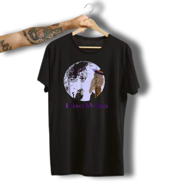 Boo Who Owl And Cat Halloween Moon Magic T Shirt t shirt 1