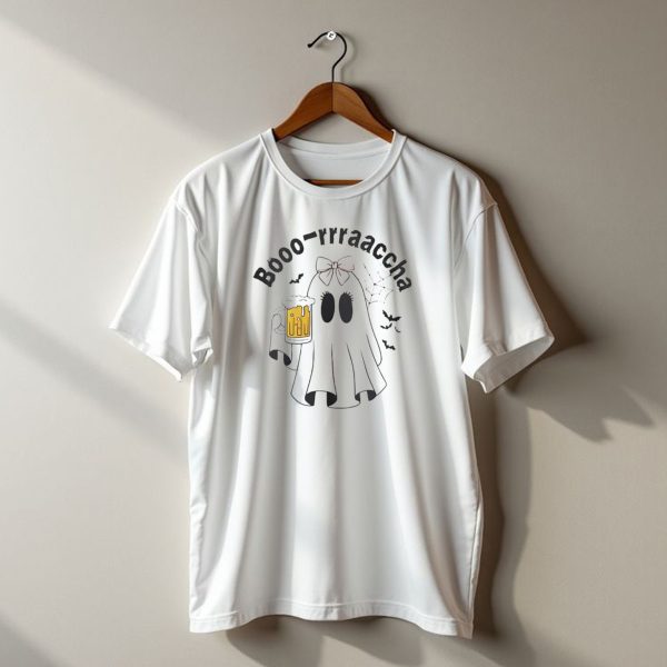 Booo Rraaaccha Ghost With Beer And Bats Halloween T Shirt t shirt 1