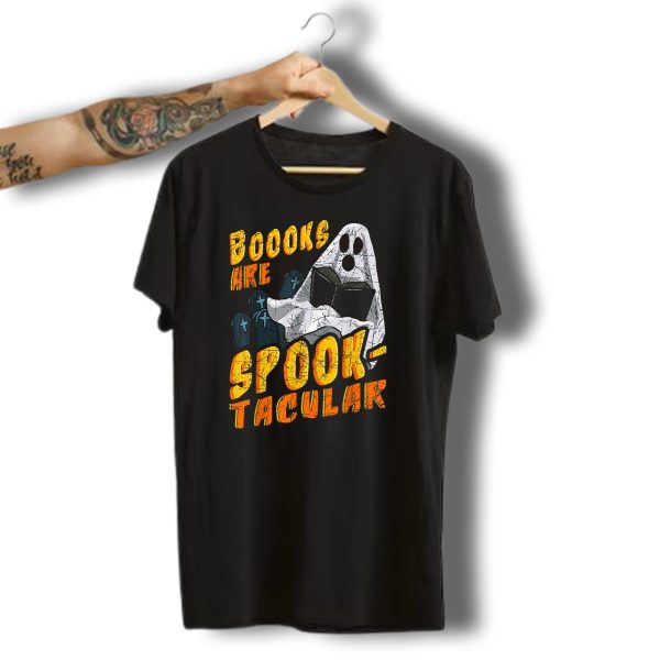 Boooks Are Spooktacular Halloween Ghost Book Lover T Shirt t shirt 1
